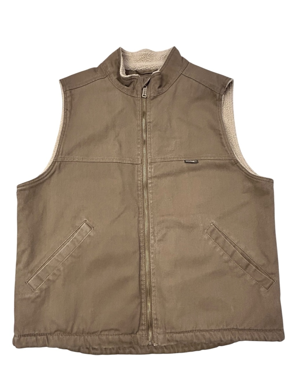 Wolverine Vest Brown Canvas Sherpa Lined Zip Front L Casual Gorpcore Work